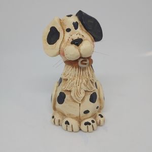 Blossom Bucket Spotted Dog Folk Art Figure Suzi Skoglund